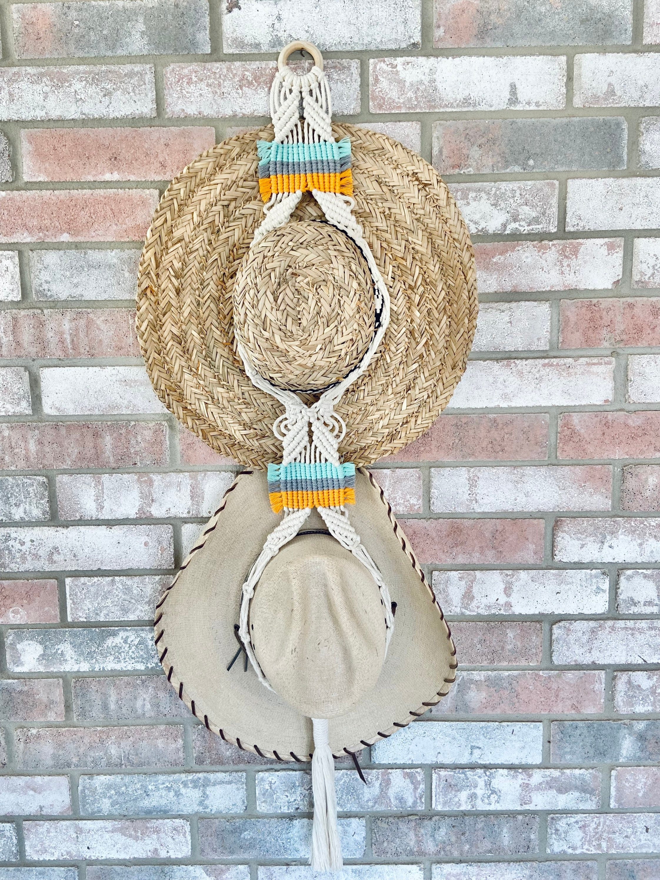 Customizable Macrame Hat Hanger – Boho Wall Decor, Hat Display