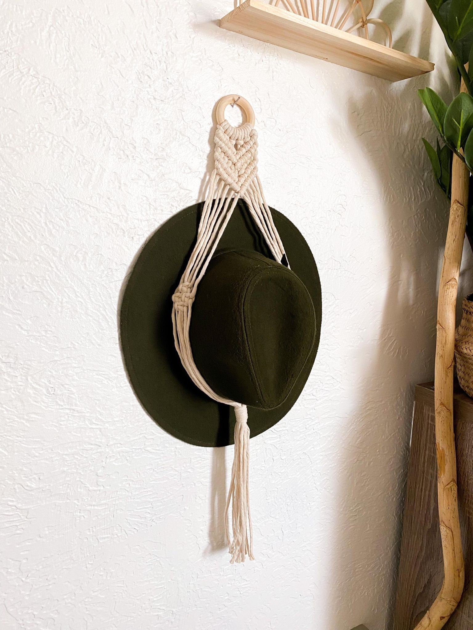 Macrame Hat Hanger | Boho Hat Rack, Wall Decor