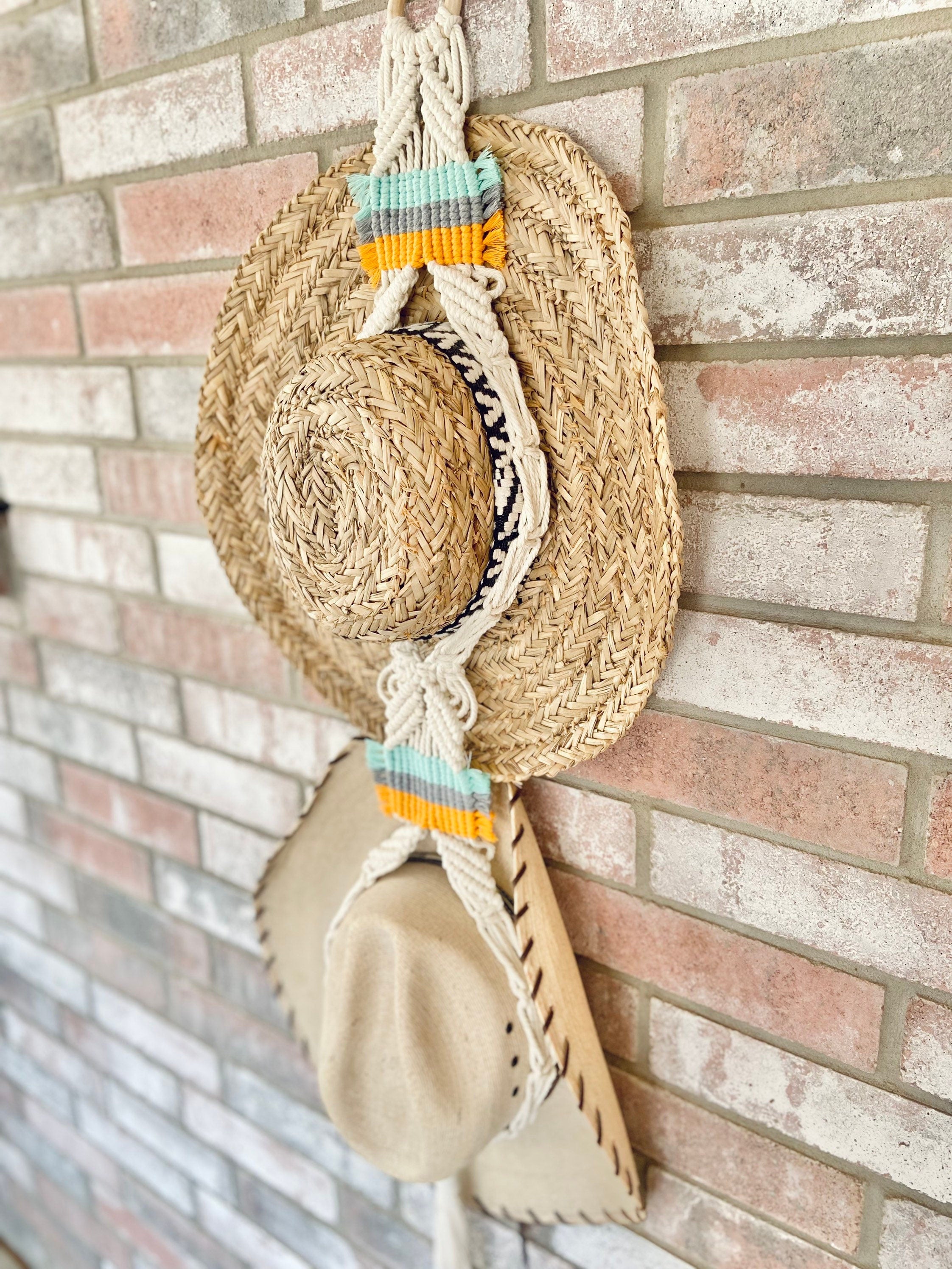 Customizable Macrame Hat Hanger – Boho Wall Decor, Hat Display