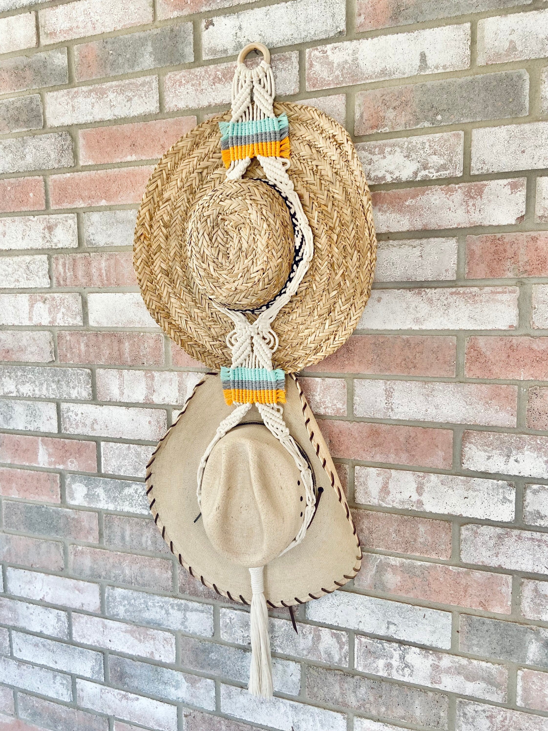 Customizable Macrame Hat Hanger – Boho Wall Decor, Hat Display
