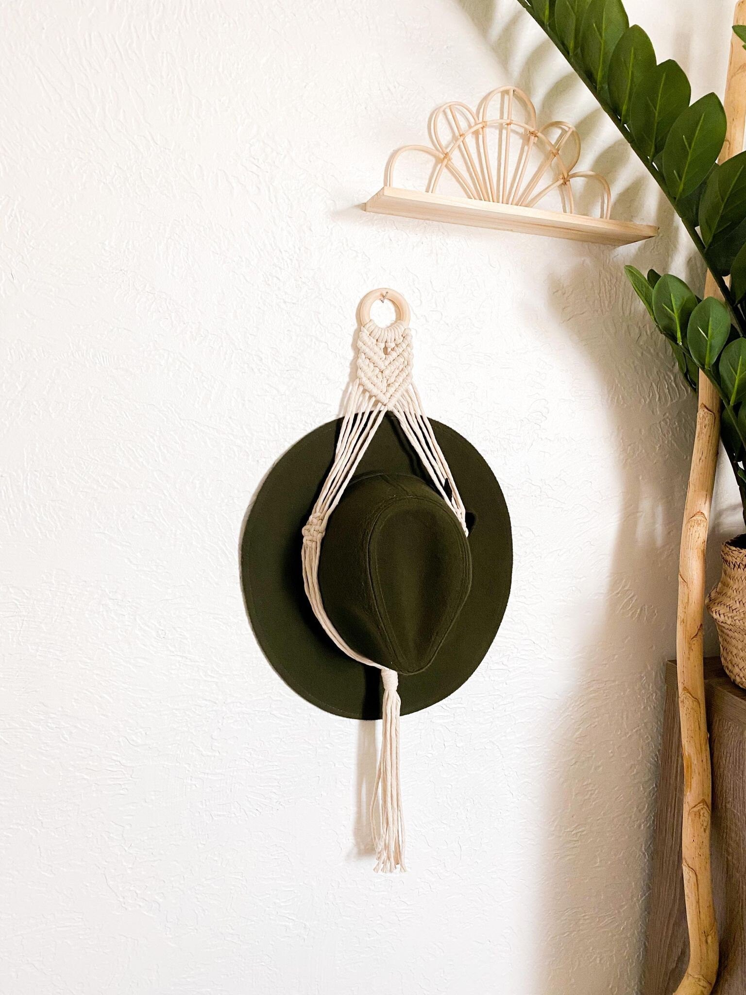 Macrame Hat Hanger | Boho Hat Rack, Wall Decor
