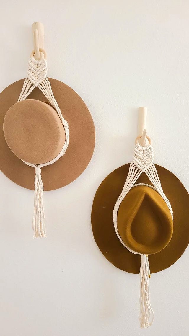 Macrame Hat Hanger | Boho Hat Rack, Wall Decor