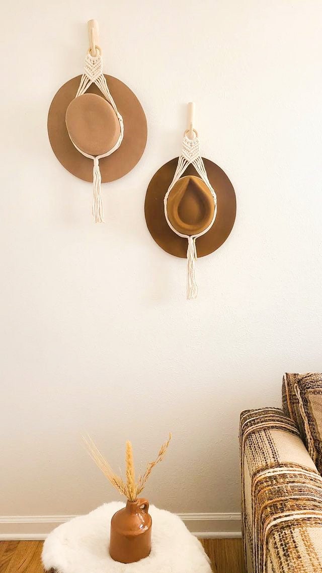 Macrame Hat Hanger | Boho Hat Rack, Wall Decor