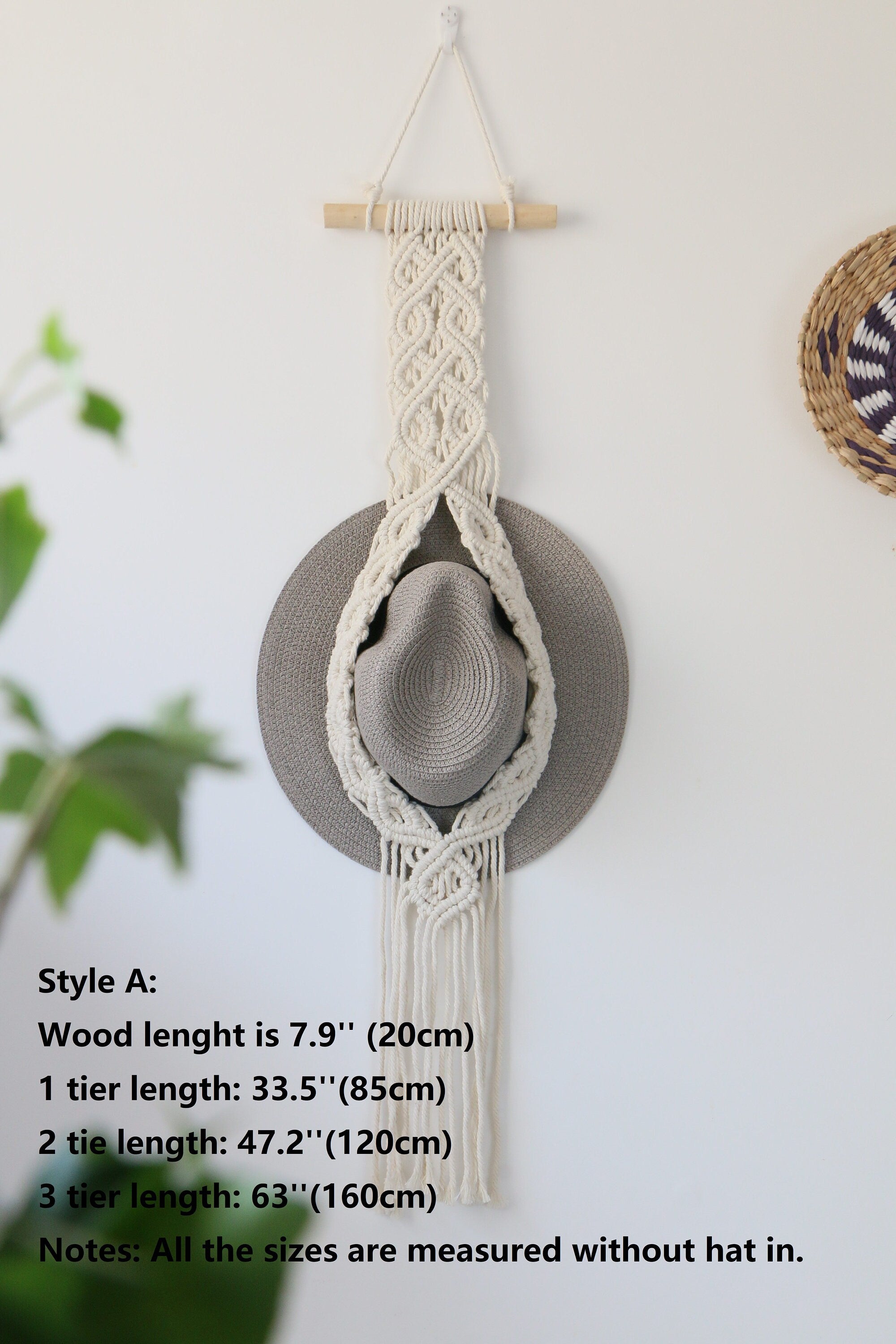 Macrame Hat Hanger, Boho Wall Decor, Cowboy Hat Organizer