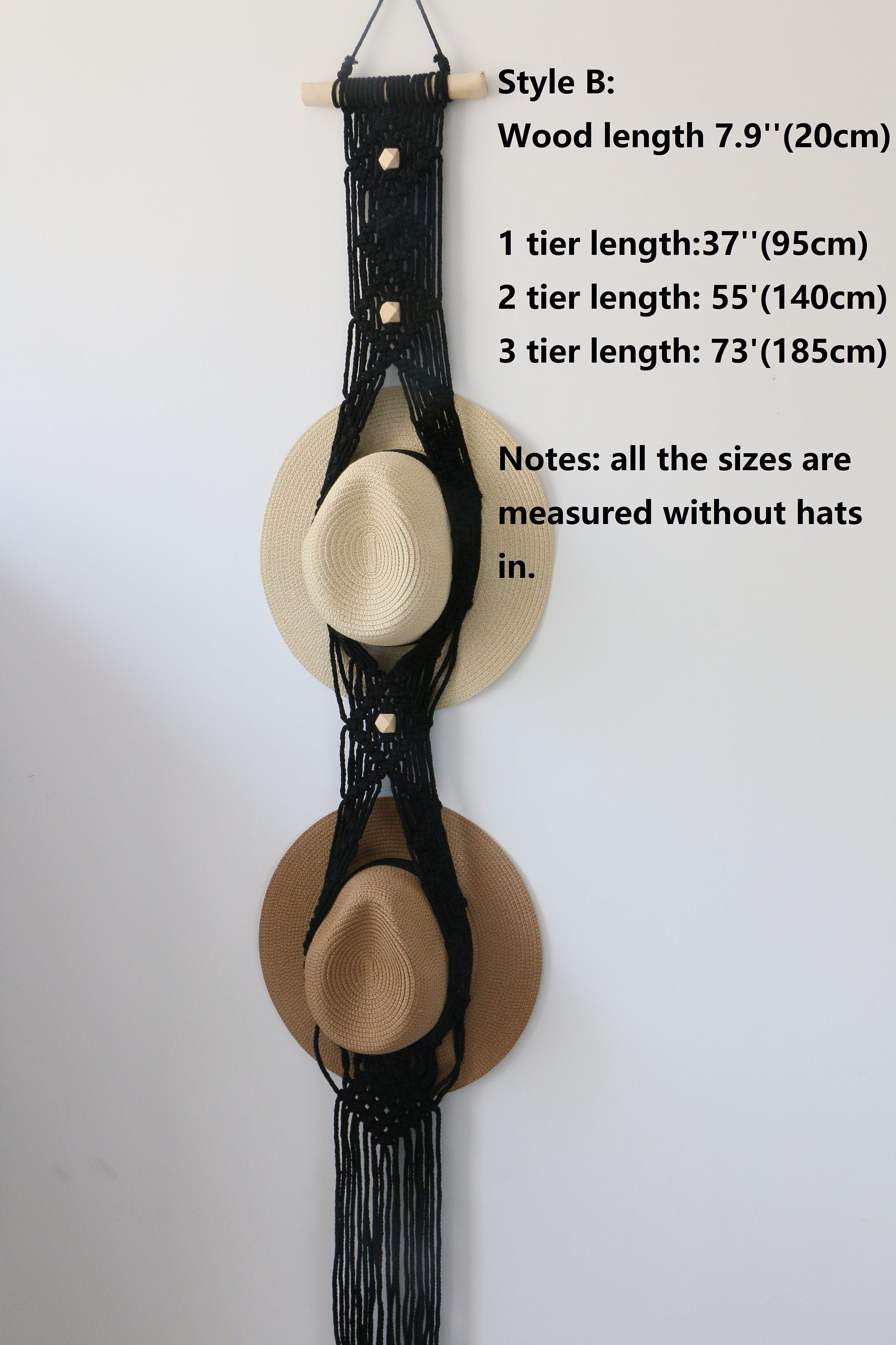 Macrame Hat Hanger, Boho Wall Decor, Cowboy Hat Organizer