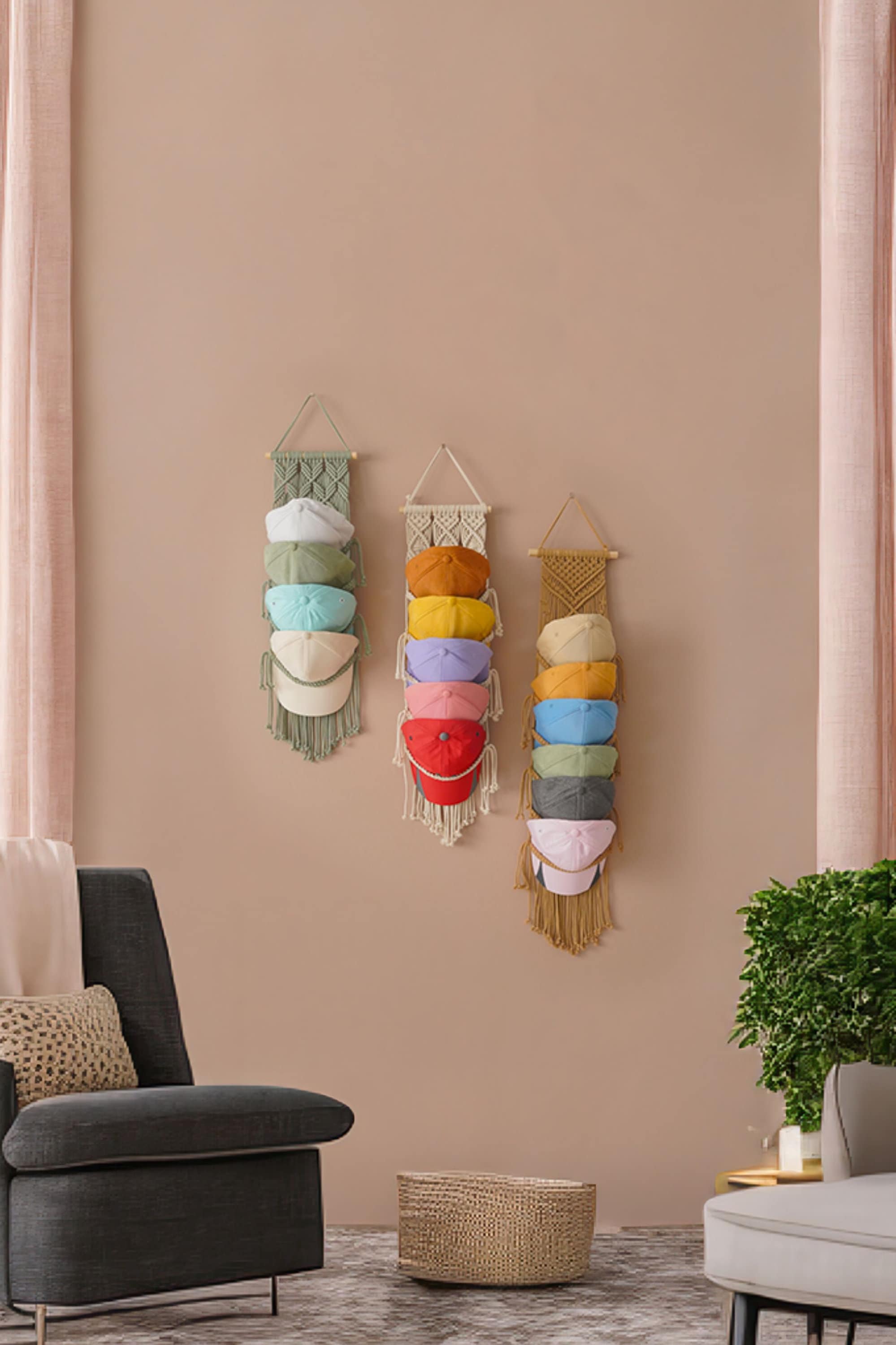 Baseball Hat Rack, Macrame Hat Hanger, Gift For Him, Hat Rack Macrame, Hat Holder, Baseball Cap Holder, Fathers Day Gift, Hat Storage H78