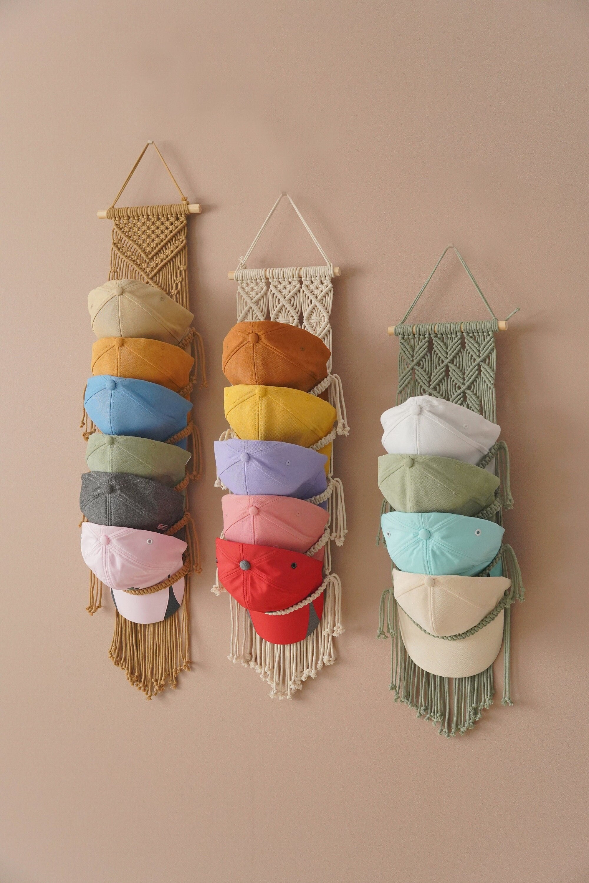 Baseball Hat Rack, Macrame Hat Hanger, Gift For Him, Hat Rack Macrame, Hat Holder, Baseball Cap Holder, Fathers Day Gift, Hat Storage H78