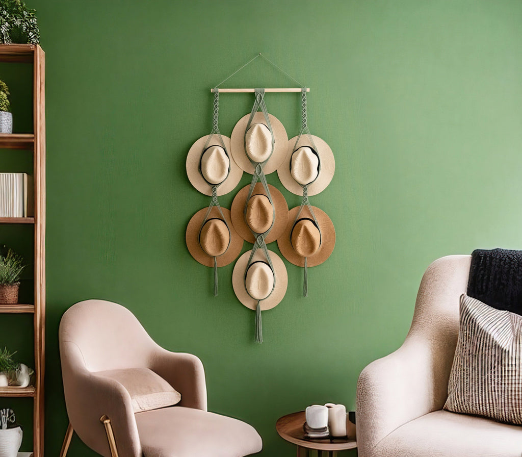 Wall Hanging Hat Storage, Beach Hat Holder, Boho Hat Holder, Gift For Hat Lover, Cowboy Hat Storage, Hat Display Rack,boho Hat Organizer H39