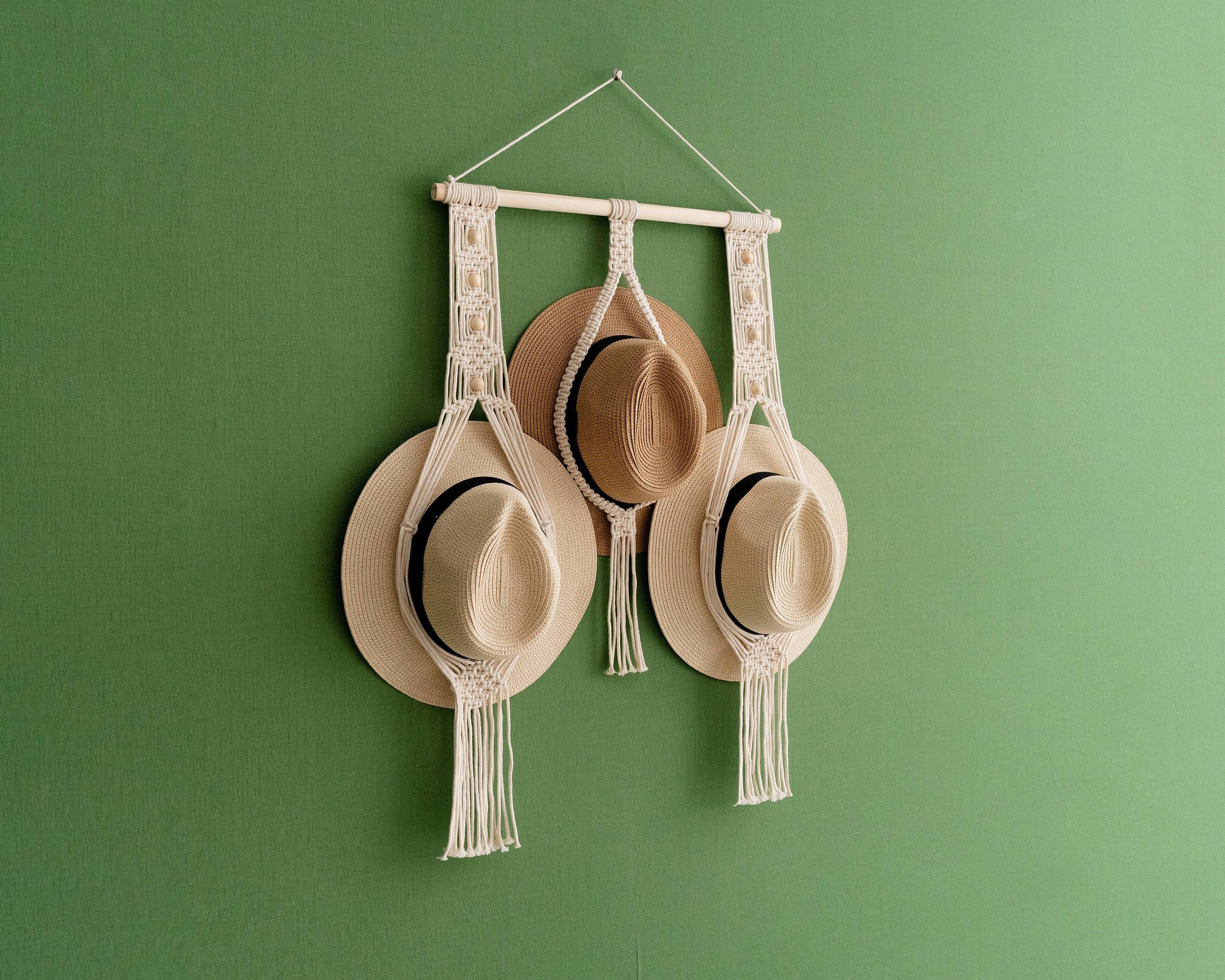 Wall Hanging Hat Storage, Beach Hat Holder, Boho Hat Holder, Gift For Hat Lover, Cowboy Hat Storage, Hat Display Rack,boho Hat Organizer H39