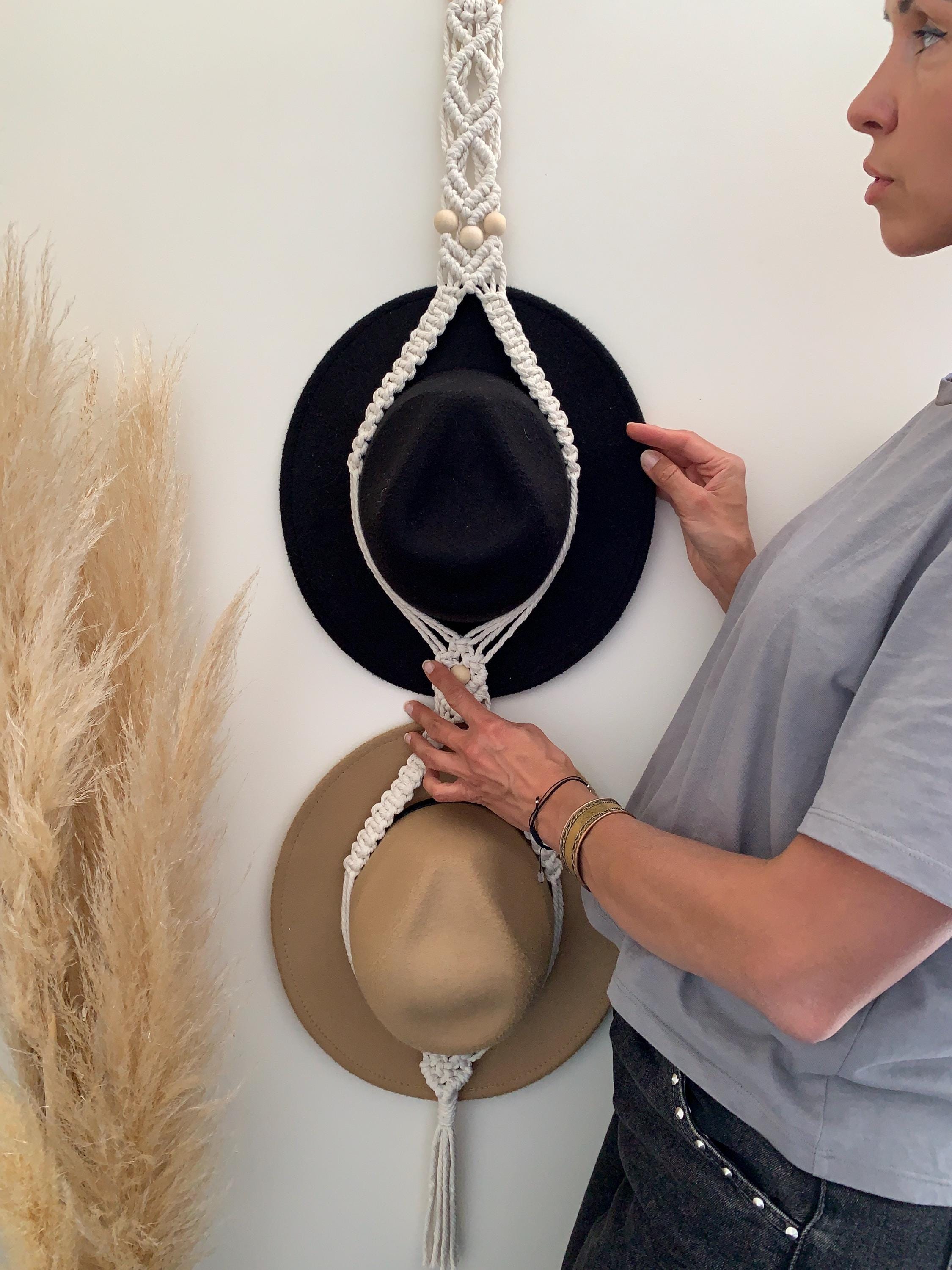 Macrame Hat Hanger – 1, 2, Or 3 Tier Boho Hat Organizer For Wall