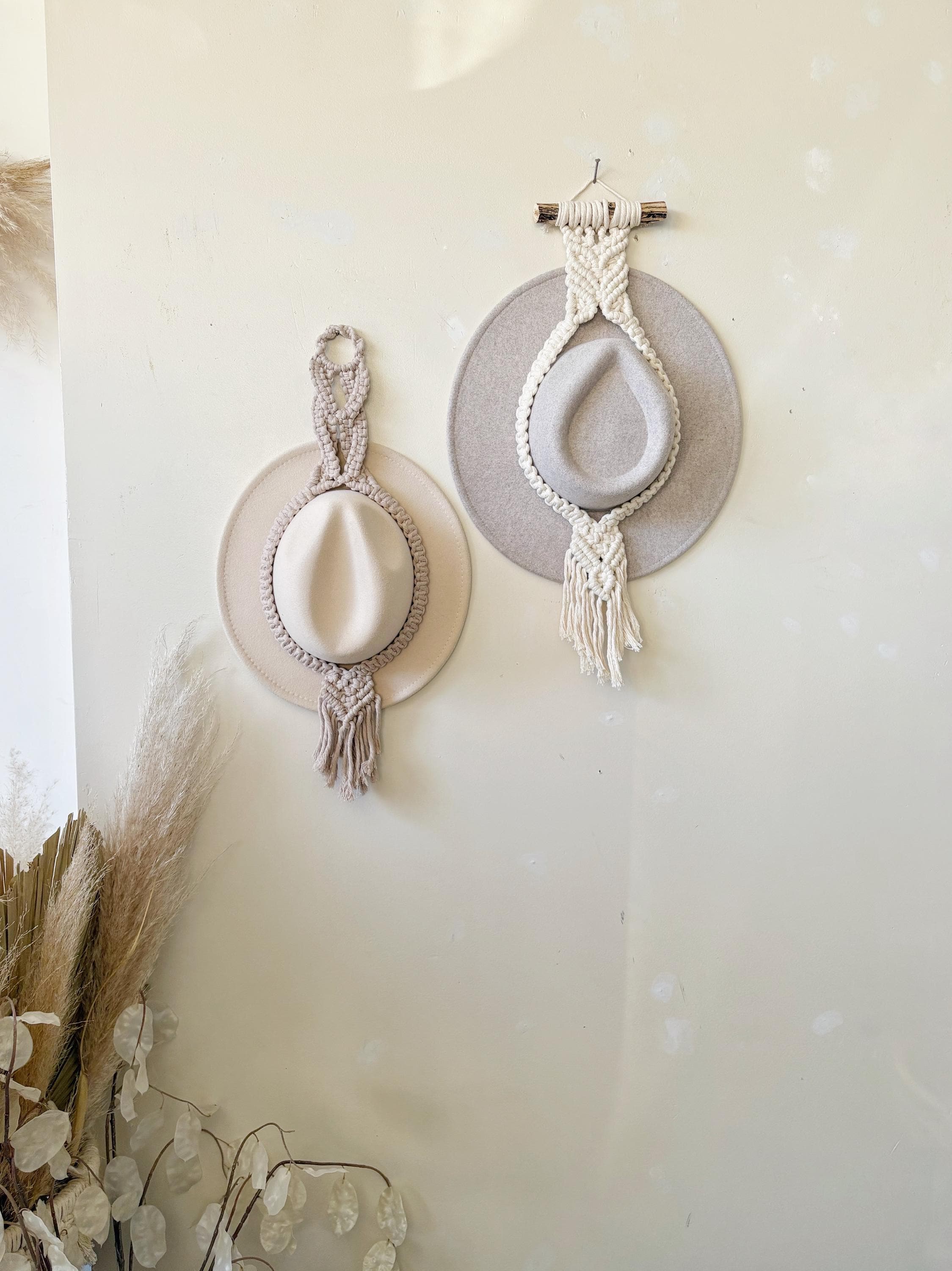 Macrame Hat Holder, Boho Decor