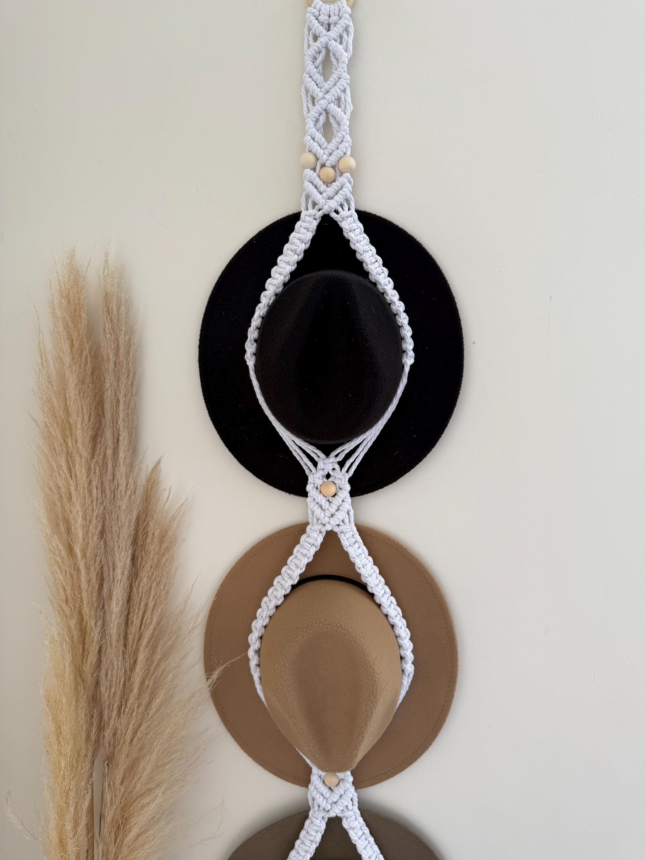 Macrame Hat Hanger – 1, 2, Or 3 Tier Boho Hat Organizer For Wall