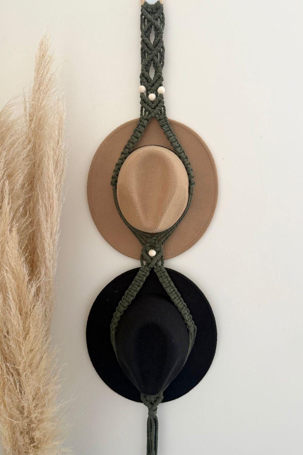 Macrame Hat Hanger – 1, 2, Or 3 Tier Boho Hat Organizer For Wall