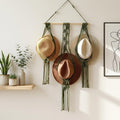 Macrame Hat Holder Wall Hanging, Boho Cotton Rope Organizer, Rustic Entryway Decor