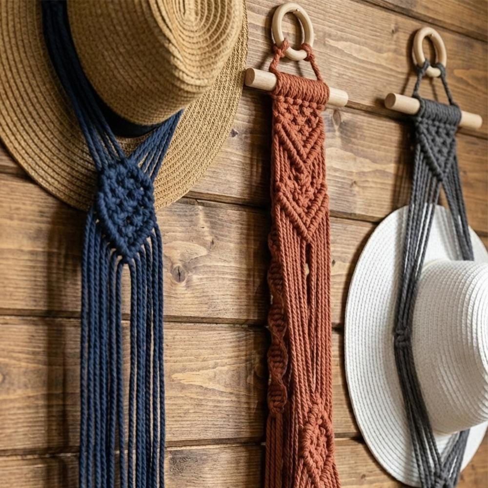 Macrame Hat Holder For Wall, Cowboy Hat Hanger, Boho Hat Organizer, Handmade Hat Rack, Western Hat Storage, Gift For Him