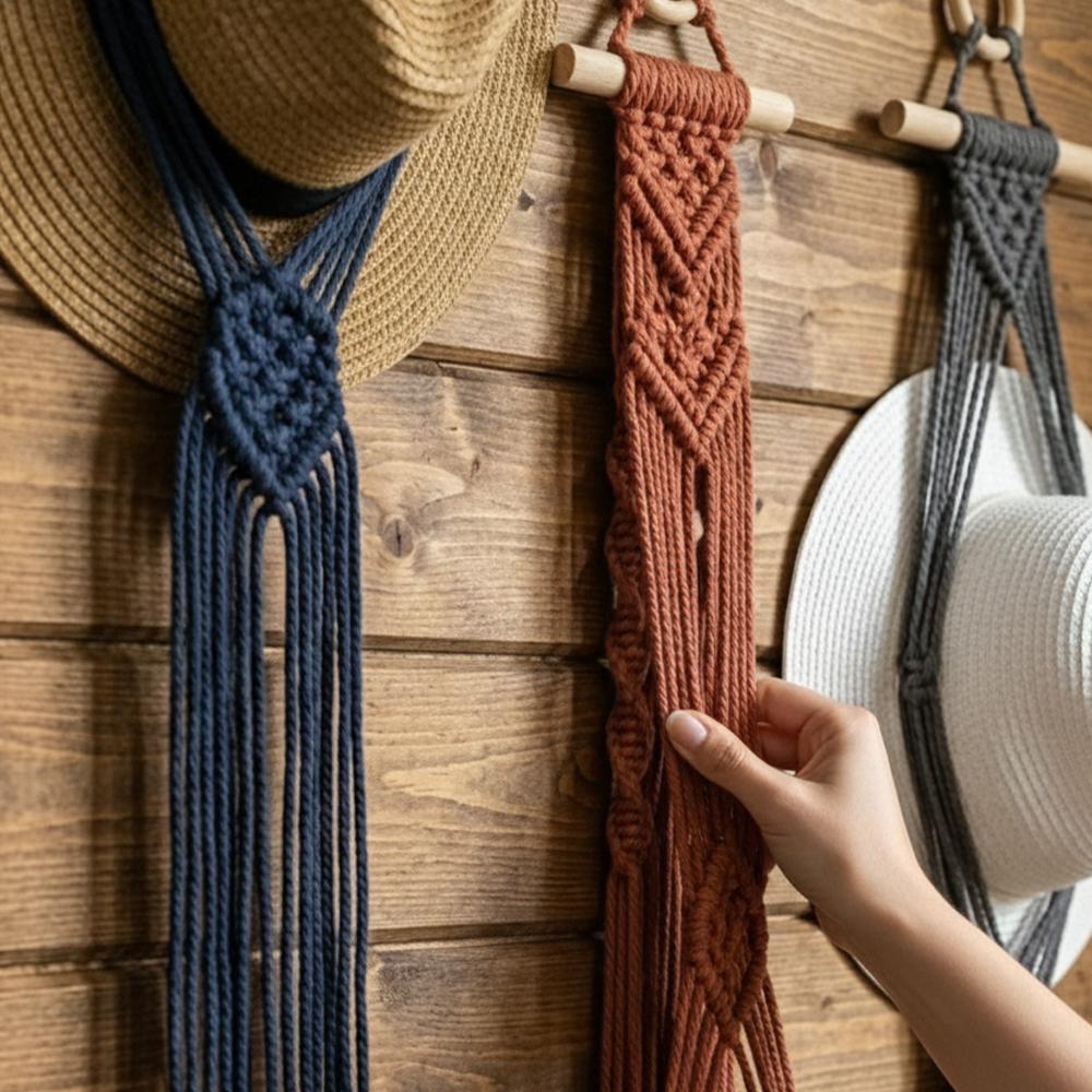 Macrame Hat Holder For Wall, Cowboy Hat Hanger, Boho Hat Organizer, Handmade Hat Rack, Western Hat Storage, Gift For Him