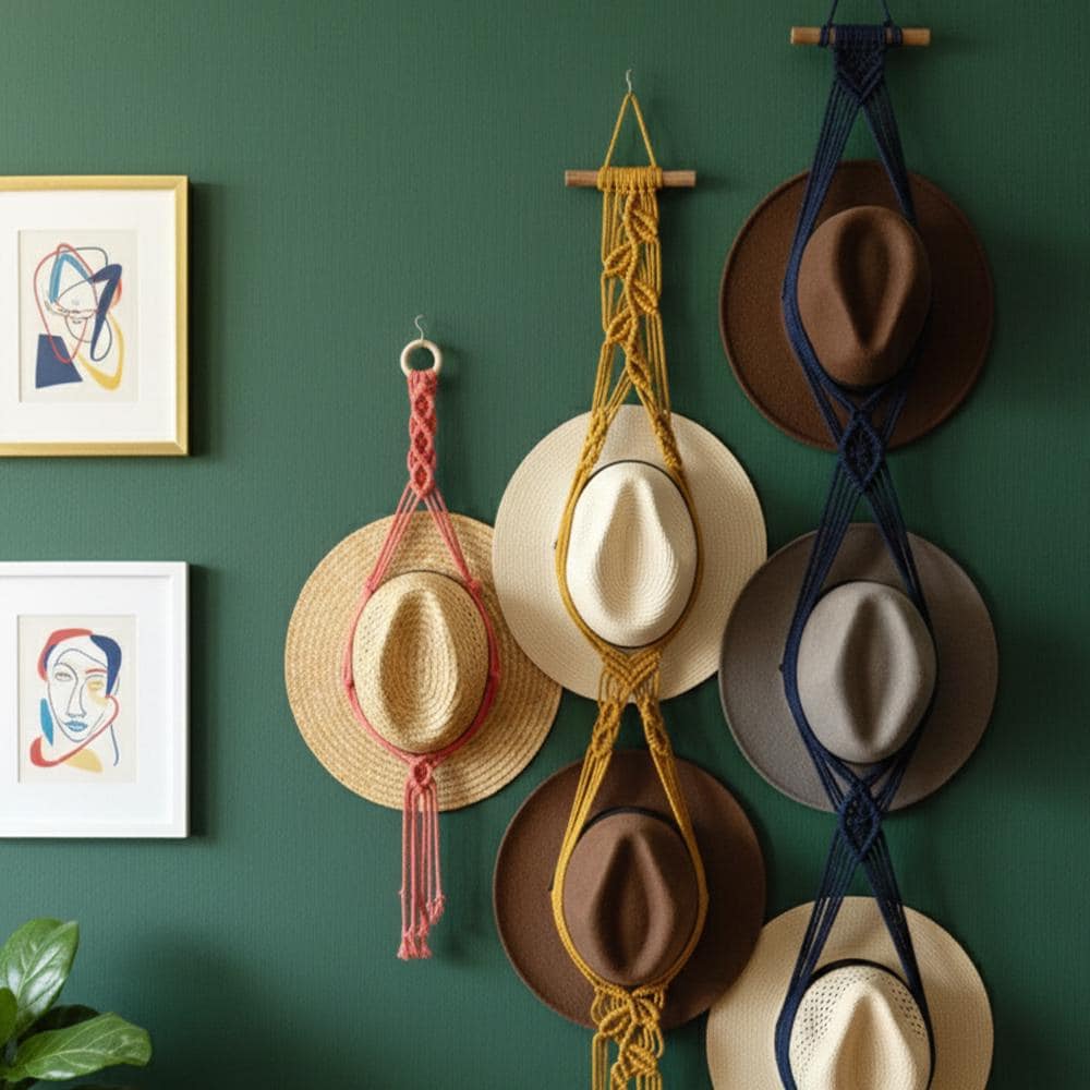 Macrame Hat Holder For Wall, Cowboy Hat Hanger, Boho Hat Organizer, Handmade Hat Rack, Western Hat Storage, Gift For Him