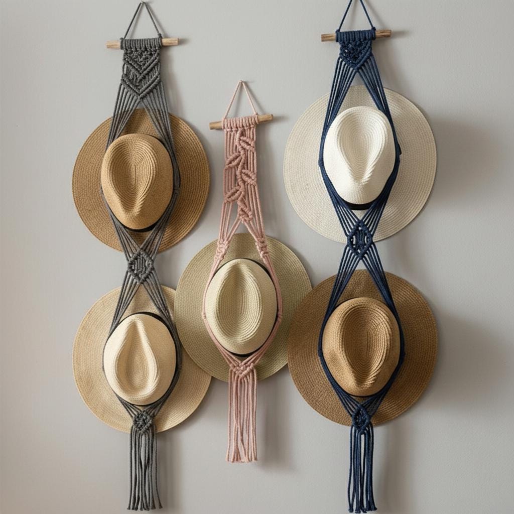 Macrame Hat Holder For Wall, Cowboy Hat Hanger, Boho Hat Organizer, Handmade Hat Rack, Western Hat Storage, Gift For Him