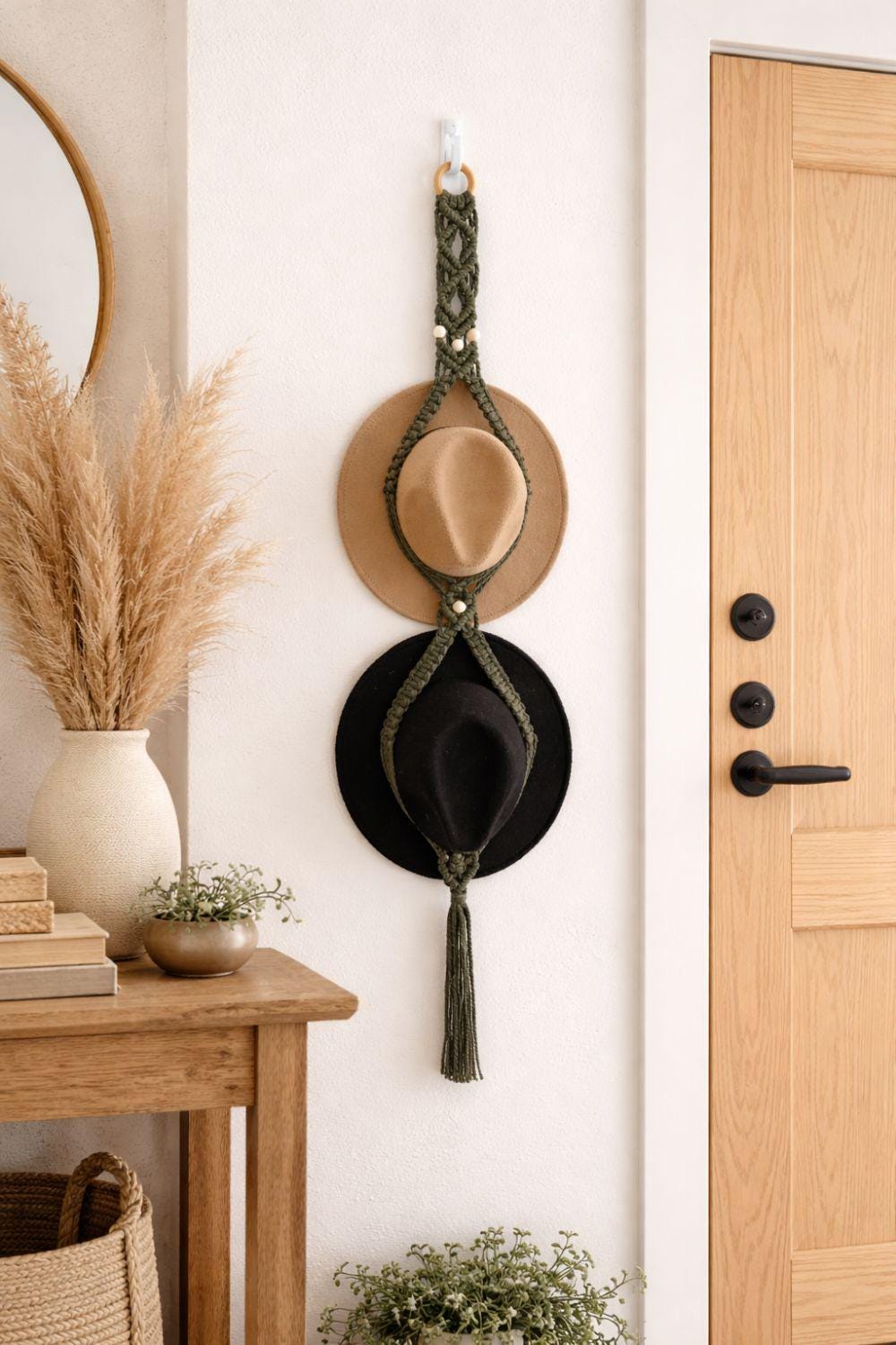 Macrame Hat Hanger – 1, 2, Or 3 Tier Boho Hat Organizer For Wall